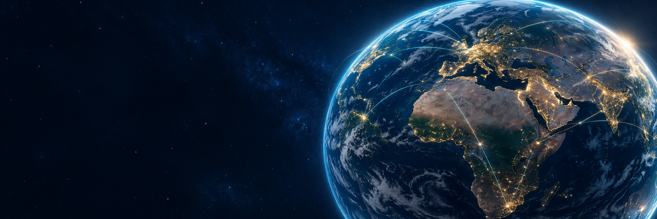 Vernetzte Weltkugel als Motiv für die Vision 2027